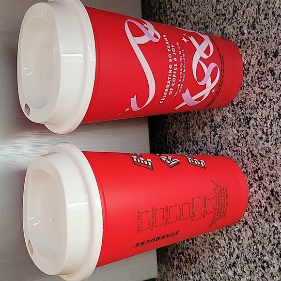 Set of Reusable Starbucks Red Cups - Picture 2 of 4